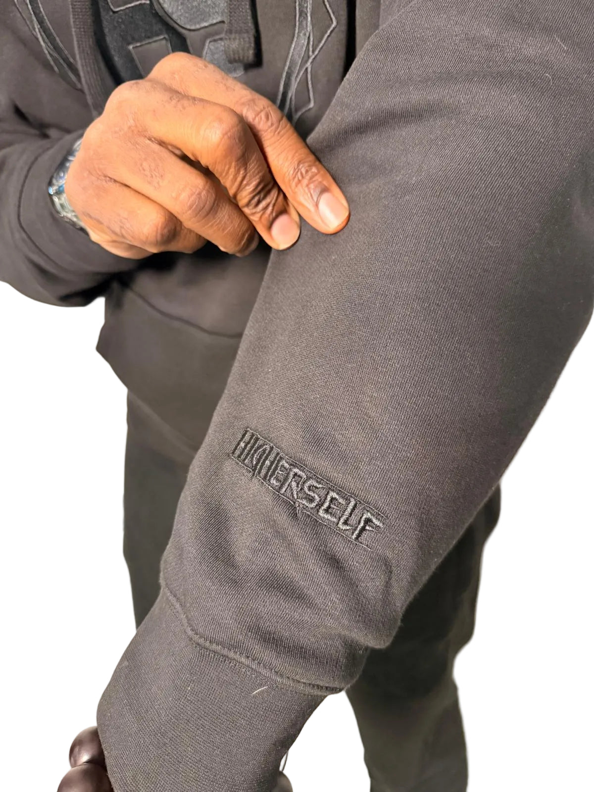HS black on black embroided hoody