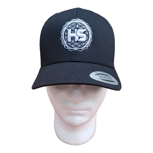 Black flower of life trucker hat